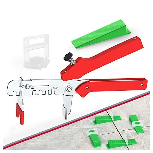 YEFU Tile Leveling System 1/16" Kit Include 300 pcs Tile Spacers Clips and 120 pcs Reusable Wedges and 1 pc Floor Tiles Pliers for Living Room Shower Base Tile Leveler Tools for Installation