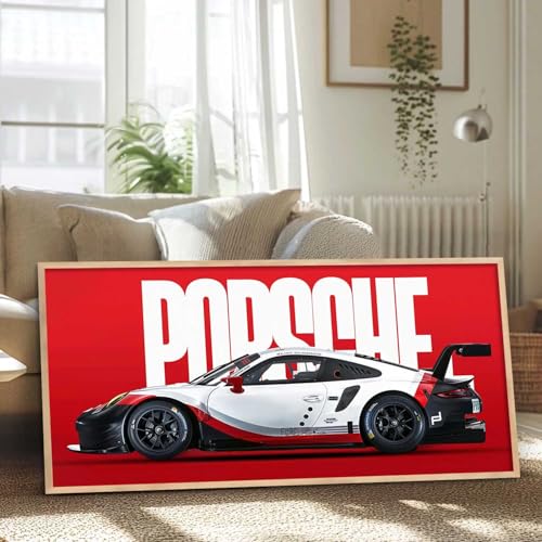 Image of walllane Big Porsche 911 GT3RS Car Framed Posters Gift Items for Boys Room Wall Decoration Bedroom Living Room Office Studio Decor | Car Poster Frame for Wall Decor Set Of 1Size(10 x 19 inch)
