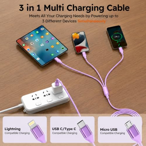 ac AMAZON 3 in 1 Charging Cable,Multi Charger Cable 12w USB Phone Multiple Charger Cord - image 2