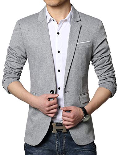 DAVID.ANN Men's Fit Casual One Button Blazer Jacket