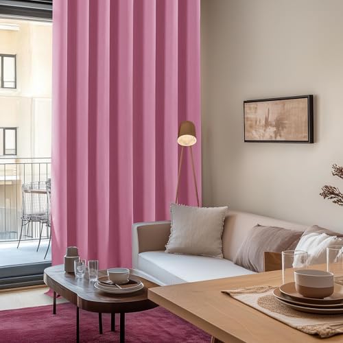 Deconovo Room Darkening Eyelet Blackout Curtains Thermal Insulated Curtains for Boys Bedroom Pink 42 x 54 Inch 2 Panels - Image 2