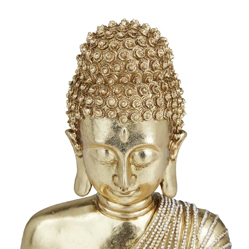 Escultura decorativa Buda de Polystone dorada 6 x 4 x 8 pulg miniatura 4