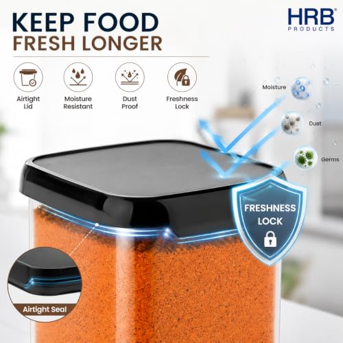 Image of 500ml Kitchen Storage Containers Set of 6 | Airtight Plastic Storage Jars for Kitchen | BPA Free Multipurpose Containers for Spices, Dry Fruits, Pulses, Snacks & Pantry Organization