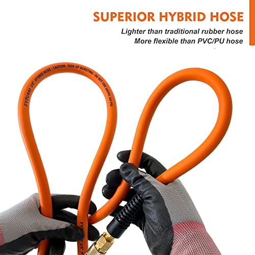 Fypower Air Compressor Hose 1/4 Inch X 25 Feet Hybrid Hose With Fittings, Flexible And Kink Resistant, 1/4" Industrial Quick Coupler And Plug Kit #TOP4