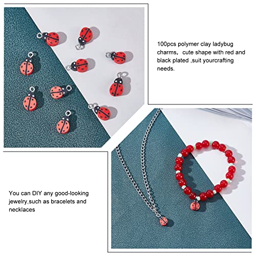 SUPERFINDINGS 100Pcs Ciondoli Coccinella Rossa