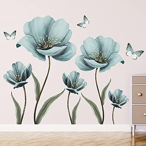 Purple Dandelion Butterfly Wall Decals - Large Removable Flower Stickers For Bedroom & Living Room