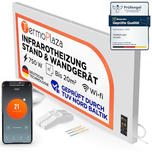 TermoPlaza WLAN Infrarotheizung mit Thermostat 750 W bis 20 m² |...