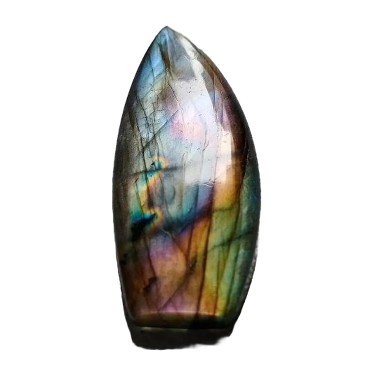 Labradorite naturelle 50x19x5mm plate : finis les cabochons instables - 7