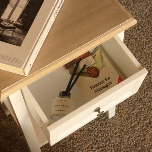 Maxsmeo Farmhouse Nightstand, White Bedside Table With Storage, Living Room End Tables, Wooden Modern Nightstand, White #TOP4