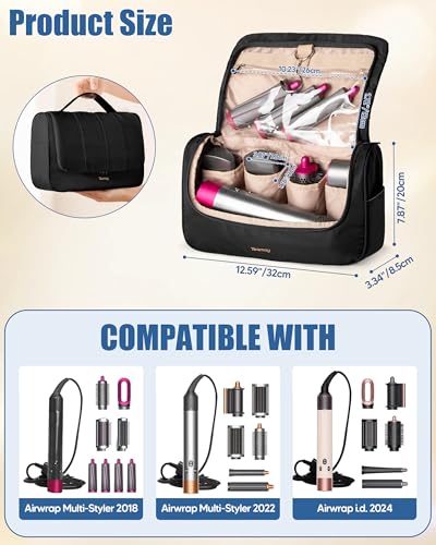 Teamoy Aufbewahrungstasche Kompatibel mit Dyson Airwrap Zubehör, Tragbarer Dyson Airwrap Tasche für Airwrap Multi-Styler, Lang, Schwarz