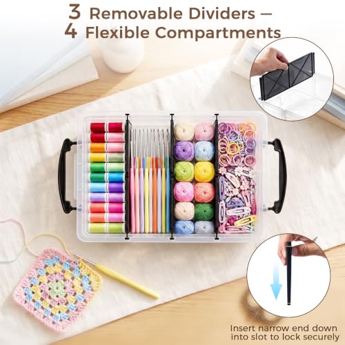 Image of Citylife 4PC Clear Plastic Storage Box with 3 Removable Dividers