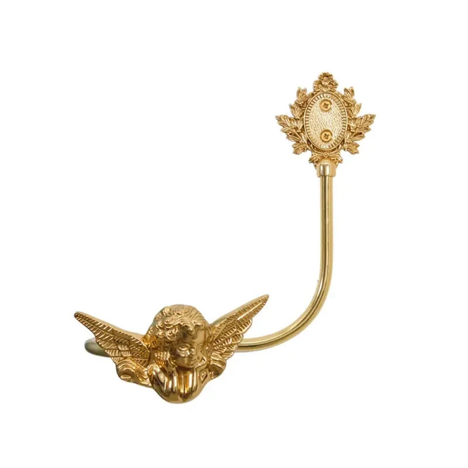 Brass Curtain Tieback Hook Creative Angel Wings Brass Pure Copper Curtain Hook Decorative Retro Wall(14)