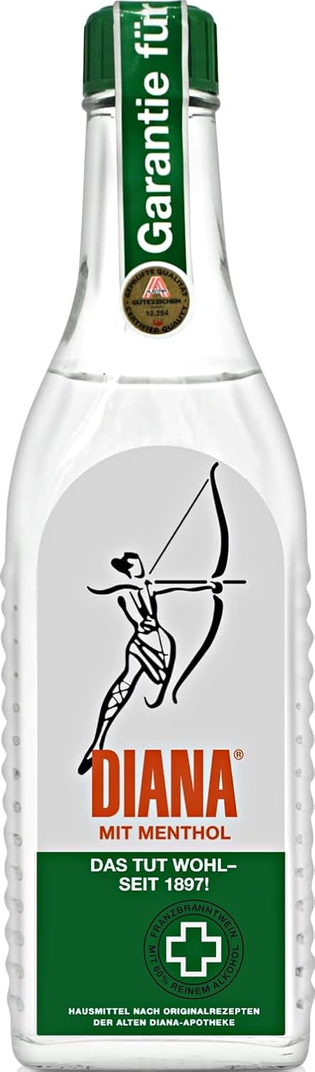 Diana Rubbing Liquid with Menthol in a Glass Bottle 100ml (3.38 Oz) - for rubbing in & Massaging/Austria