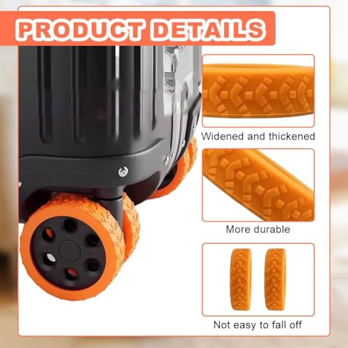 Image of 8pcs Suitcase Wheel Cover Silicone, Trolley Wheel Protector, Luggage Wheel Protector, Orange Color Wheel Cover Set