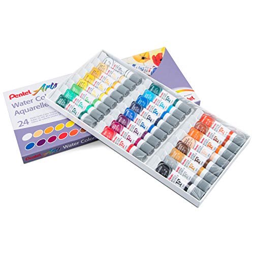 Kit pinceis Pentel + Aquarela tubo 24 cores Pentel + Godê Sinoart