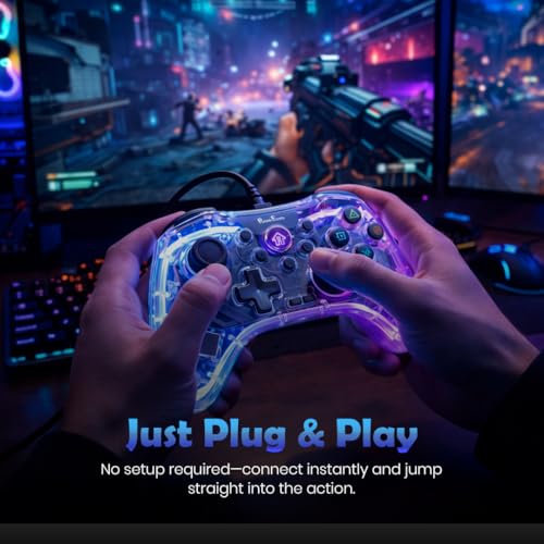 Image of PunnkFunnk Gaming Controller Lite Wireless Bluetooth Gamepad for Android, iOS, PC & Smart TV with Turbo Function, Ergonomic Grip, Rechargeable Battery (X1 Pro Wired)