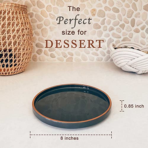Mora Ceramic Flat Plates Set Of 6 - 8 In - The Dessert, Salad, Appetizer, Small Lunch, Etc Plate. Microwave, Oven, And Dishwasher Safe, Scratch Resistant. Kitchen Porcelain Dish - Assorted Neutrals #TOP1