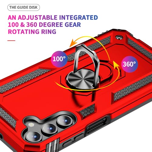 for Samsung Galaxy A15 5G Case with HD Screen Protector : Military Grade 16ft Drop Tested Ring Shockproof Protective Phone Case - Samsung Galaxy A15 Red - image 4