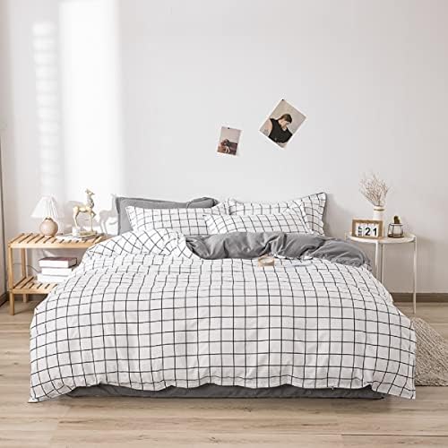 CCSYUS Duvet Cover Set Double Cow Print Microfiber Reversible Double Bed Duvet Cover Set White and Black Quilt Cover with 2 Pillowcase