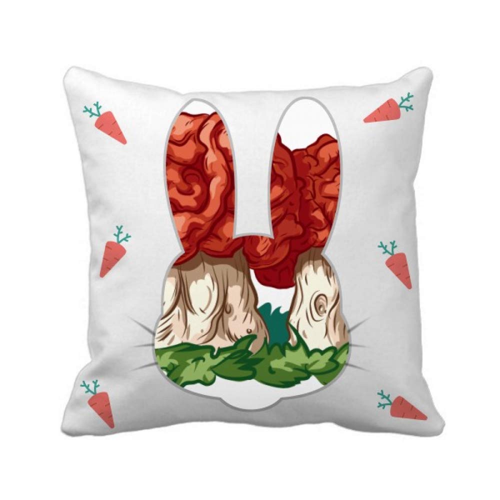 Housse de coussin lapin et champignon rouge lavable pour décoration intérieure