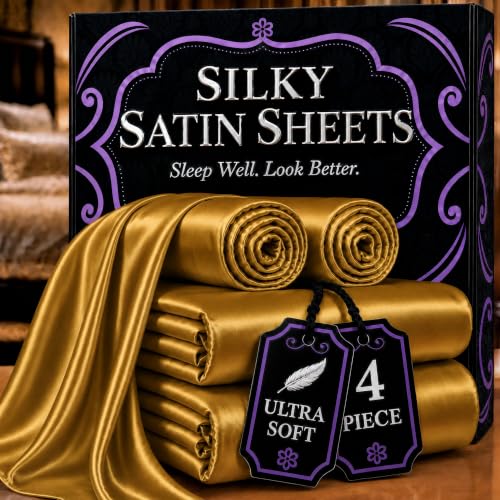 DECOLURE Satin Sheets Twin Size | Softer Than Silk | Luxury 4 Pc Bed Set