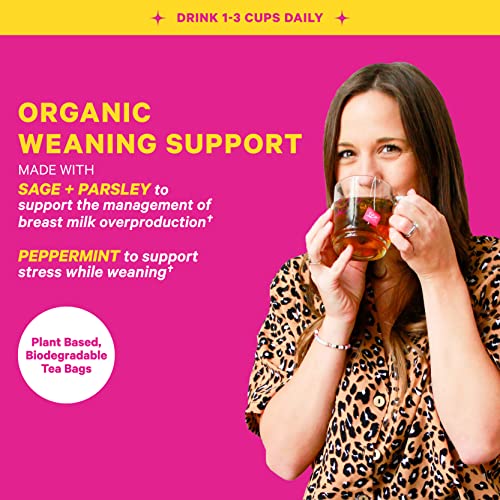 Pink Stork No Flow Tea, Organic Sage Tea To Dry Up Breast Milk Supply And Decrease Milk Production, Stop Breastfeeding, And Wean Lactation Naturally, Postpartum Essentials - Floral Mint, 15 Sachets #TOP1