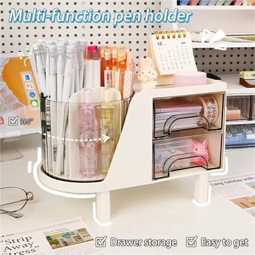Pot à crayon plastique jaune : solution double couche contre le désordre de bureau - 4