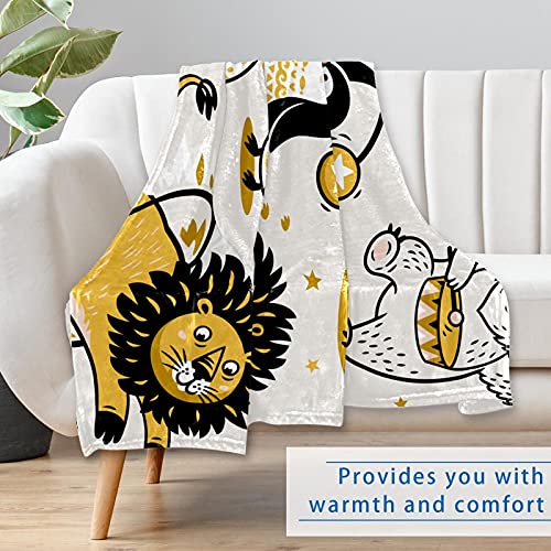Couverture douce motif cirque 150x100 cm pour lit et canapé