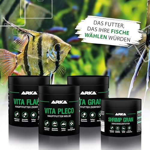 Flockenfutter für Zierfische – ARKA Vita Flakes 250 ml – hochwertiges, kaltgepresstes Alleinfutter für Süßwasseraquarien – unterstützt Farbenpracht, Vitalität & Wachstum – ohne Spirulina
