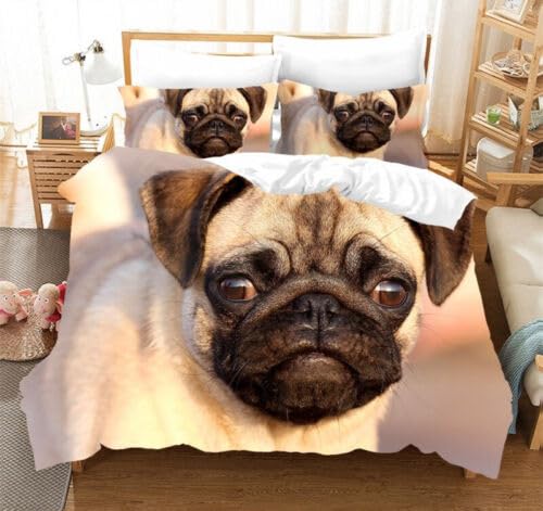 Parure de lit 240x260 bouledogue beige avec housse de couette microfibre 110g/㎡