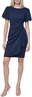 DKNY Women's Short Sleeve Boat Neck Side Ruched Dress Price In India