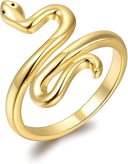 Snake Rings Cute Snake Rings Personality Snake Shape Finger Band White Gold Plated Adorable Animal Adjustable Wrap Open Rings Jewelry Gifts for Women Teen Girls. (With Dainty Rings Gifts Box)