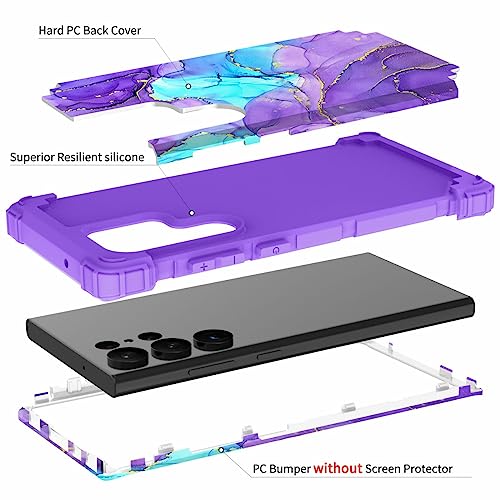 Hocase for Galaxy S23 Ultra Case, Shockproof Heavy Duty Hard Plastic+Soft Silicone Rubber Bumper Hybrid Dual-Layer Protective Case for Samsung Galaxy S23 Ultra 6.8" 2023 - When Purple Meets Blue by Hocase - Image 4