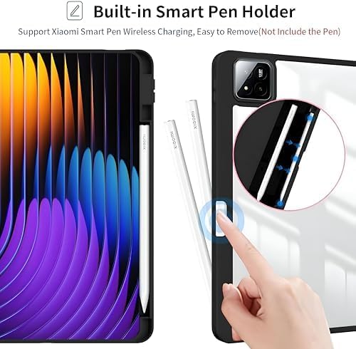 Image of ProElite Cover for Xiaomi Mi Pad 8 /Pad 8 Pro 11.2 inch case Cover, Transparent Flip Case for Mi Pad 8 /Pad 8 Pro 11.2 inch with Pen Holder (Supports Auto Sleep Wake Function), Dark Green