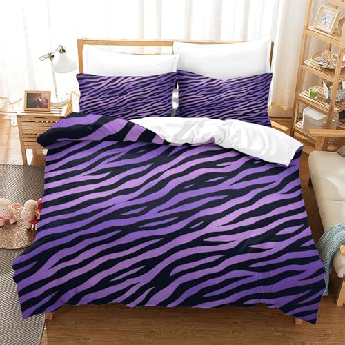 Housse de couette violet crâne 3D hypoallergénique microfibre - 3