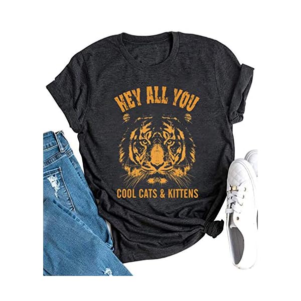 Vintage-Tiger-T-Shirt-for-Women-Funny-Graphic-Tee-Tops-Short-Sleeve-Casual-Loose-Tshirts-Blouse-Novelty-Tv-Show-T-Shirt Vintage Tiger T Shirt for Women Funny Graphic Tee Tops Short Sleeve Casual Loose Tshirts Blouse Novelty Tv Show T-Shirt (Large, Grey)
