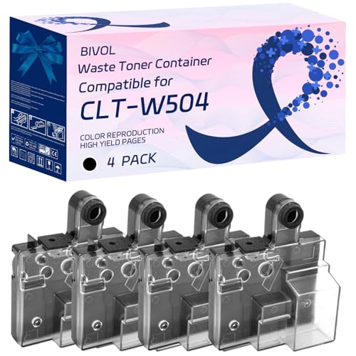 BIVOL CLT-W504 Waste Toner Container Compatible for Samsung Xpress C1860FW C1810W Printers, with Chip, High Yield 27500 Pages (4 Pack Black)