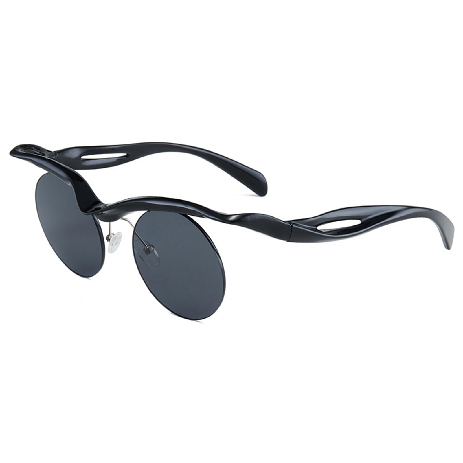 Fankexi Fankexi Pequeñas Gafas De Sol Redondas Polarizadas Mini Gafas De Sol Retro Punk Gafas para Mujeres Hombres Moda Personalidad UV 400 Protección,Negro
