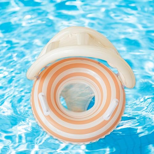 Boya de seguridad infantil inflable con techo solar flotador de bebé antivuelco para playa 3