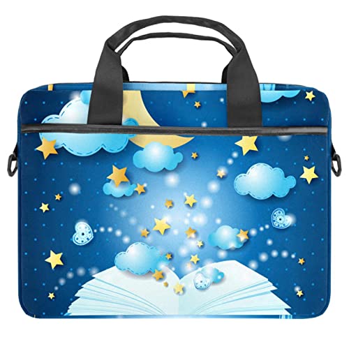 Maletín de ordenador portátil de 13 a 14.5 pulgadas con diseño de libro azul noche y estrellas