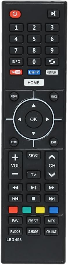 RESORB LED 498 Universal Remote Control for Chinese LCD LED and Non-Branded Smart TVs - Black (Please Match with Your Old Remote Before Placing an Order)