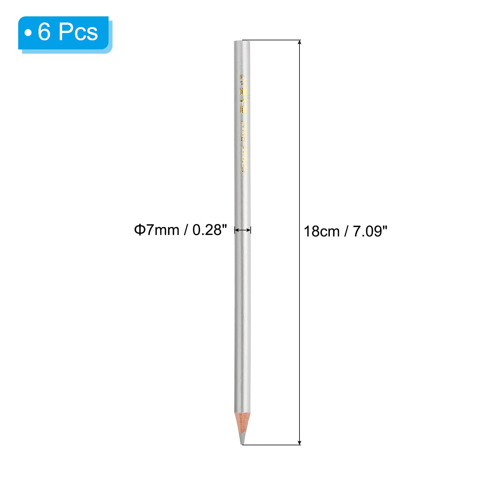 PATIKIL Silver Colored Pencils Set,6 Pcs Oil Color Pencils Wooden Coloring Drawing Pencil for Artists Art Painting - Image 2