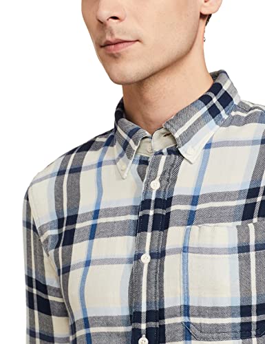 Image of Marks & Spencer Mens Checkered Cotton Collared Neck Relaxed Fit Overshirt