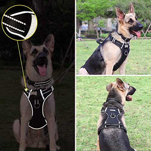 Winsee Dog Harness No Pull, Pet Harnesses With Dog Collar, Adjustable Reflective Oxford Outdoor Vest, Front/Back Leash Clips For Small, Medium, Large, Extra Large Dogs, Easy Control Handle For Walking #TOP2