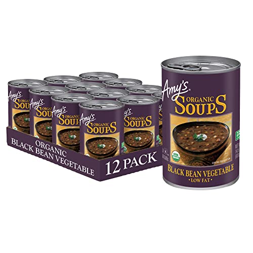 Amy's Soup, Vegan, Gluten Free, Organic Black Bean Vegetable, Low Fat, 14.5 Ounce (Pack of 12)