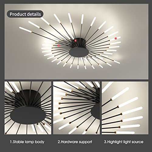 Lustre plafonnier LED moderne 42 têtes acrylique et design noir