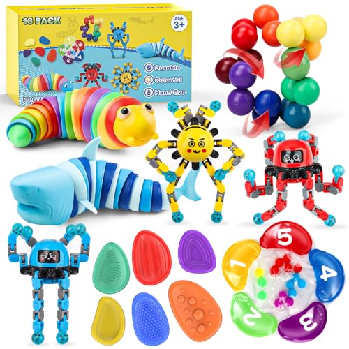 Hepoasky Fidget Sensory Toys for Kids Adults with Autism ADHD: 13 Pack Anxiety Relief Items Toy, Fun Classroom Prize & Travel Toys, Stress Relief Toy Gifts Party Favors for Kids