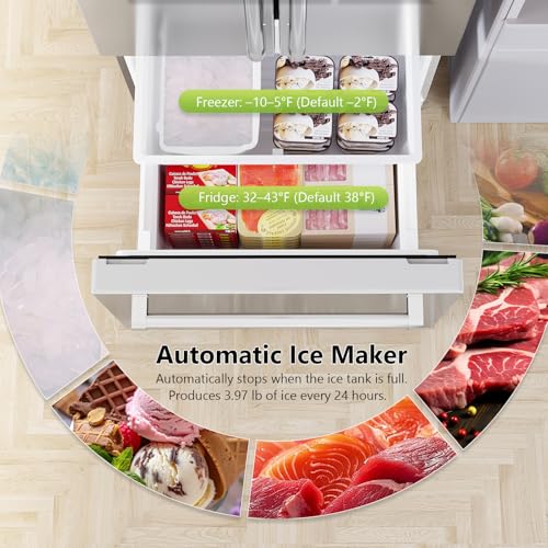 Image of Electactic 17.5 Cu.Ft Compact Refrigerator with Ice maker, Powerful Cooling, Quiet Operation, LED Light, Door Alarm, Suitable for Home, Dorm and Office,Stainless Steel