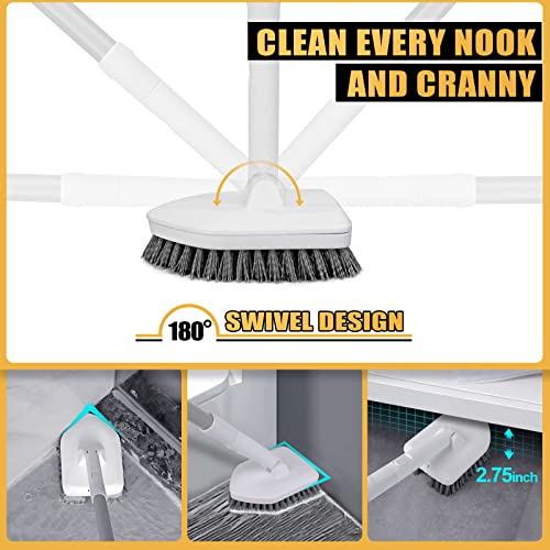 Giantool Shower Scrubber, 3 In 1 Tile Tub Scrubber Brush With Long Handle, No Scratch Shower Brush For Cleaning Bathroom Kitchen Toilet Tub Glass Tile Wall Sink #TOP2