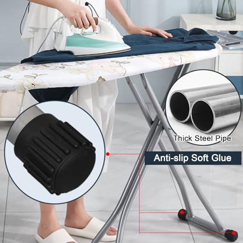 Ironing Board Full Size, Foldable Ironing Board with Heat Resistant Cover, Iron Rest and Non-Slip Legs, 6 Height Options (Color : Grey, Size : S) - Image 3